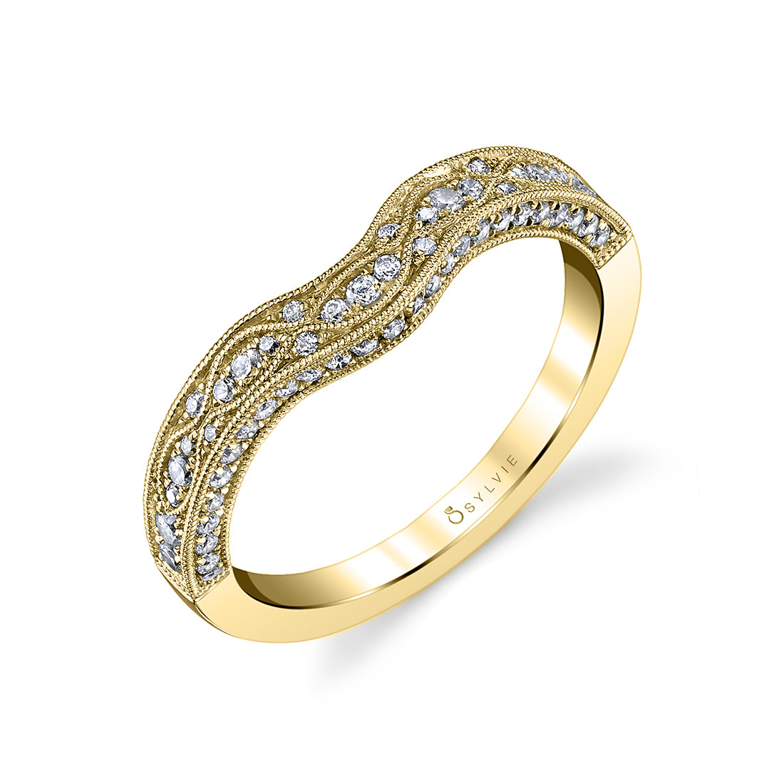 (18K Yellow) Vintage Inspired Wedding Band - Karoline