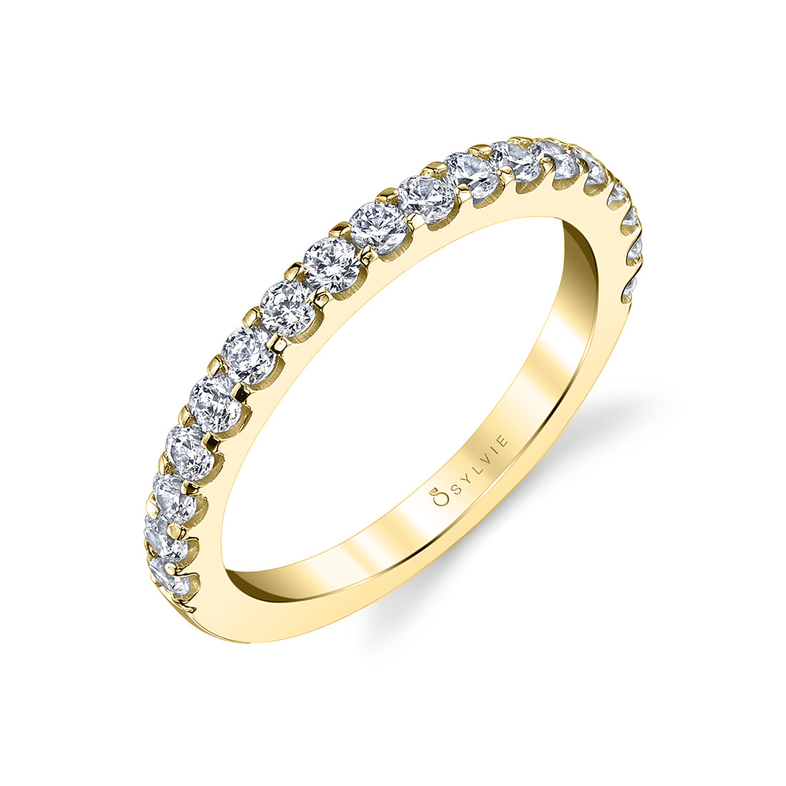 (18K Yellow) Classic Shared Prong Wedding Band - Josette