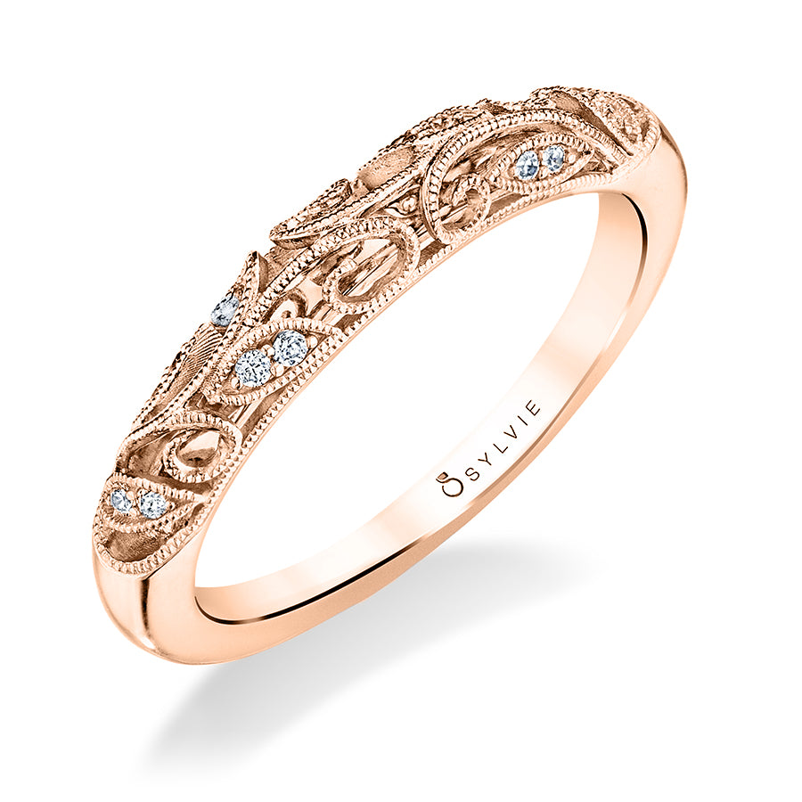 (18K Rose) Modern Vintage Wedding Ring - Roial
