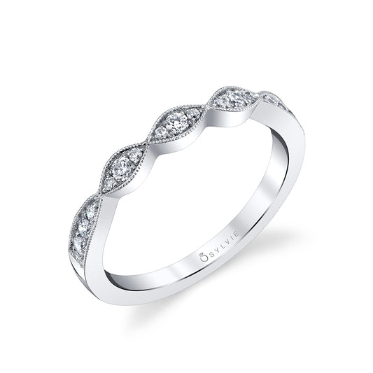 (Platinum White) Vintage Inspired Wedding Band - Esme
