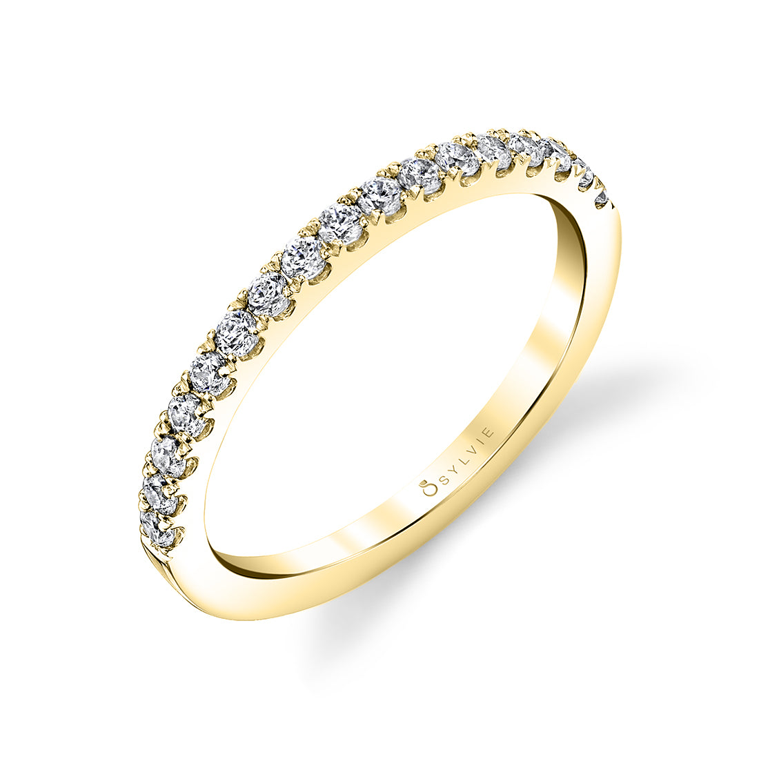 (14K Yellow) Classic Shared Prong Wedding Band - Alix