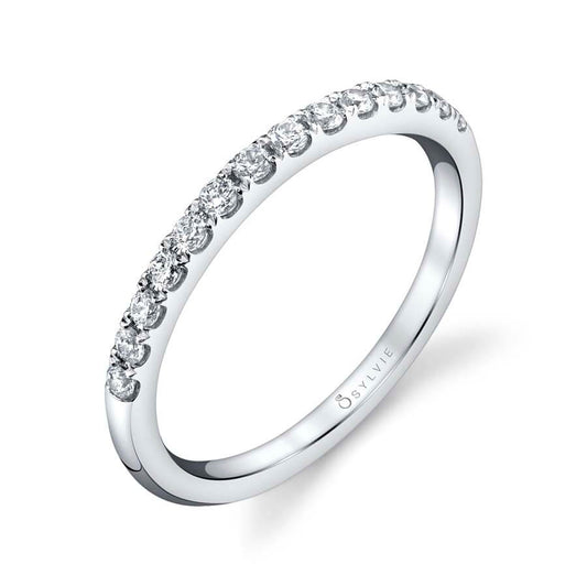 (Platinum White) Classic Diamond Wedding Band - Celine