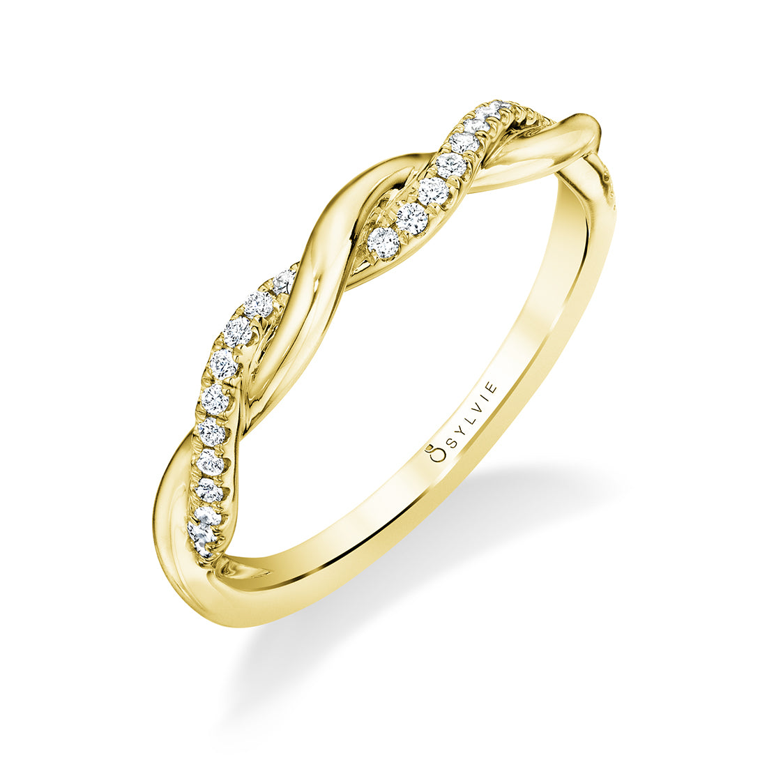 (18K Yellow) Diamond Spiral Wedding Band - Yasmine