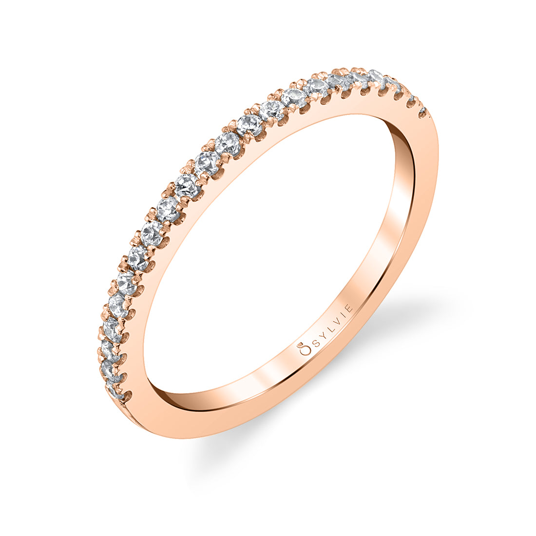 (18K Rose) Classic Diamond Wedding Band - Aurore