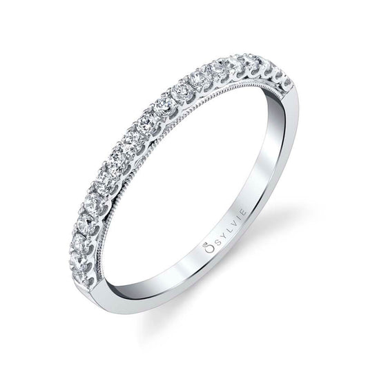 (Platinum White) Classic Wedding Band with Milgrain Detail