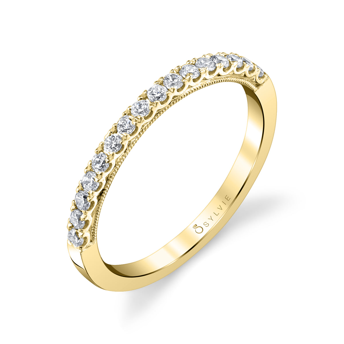 (14K Yellow) Classic Wedding Band with Milgrain Detail