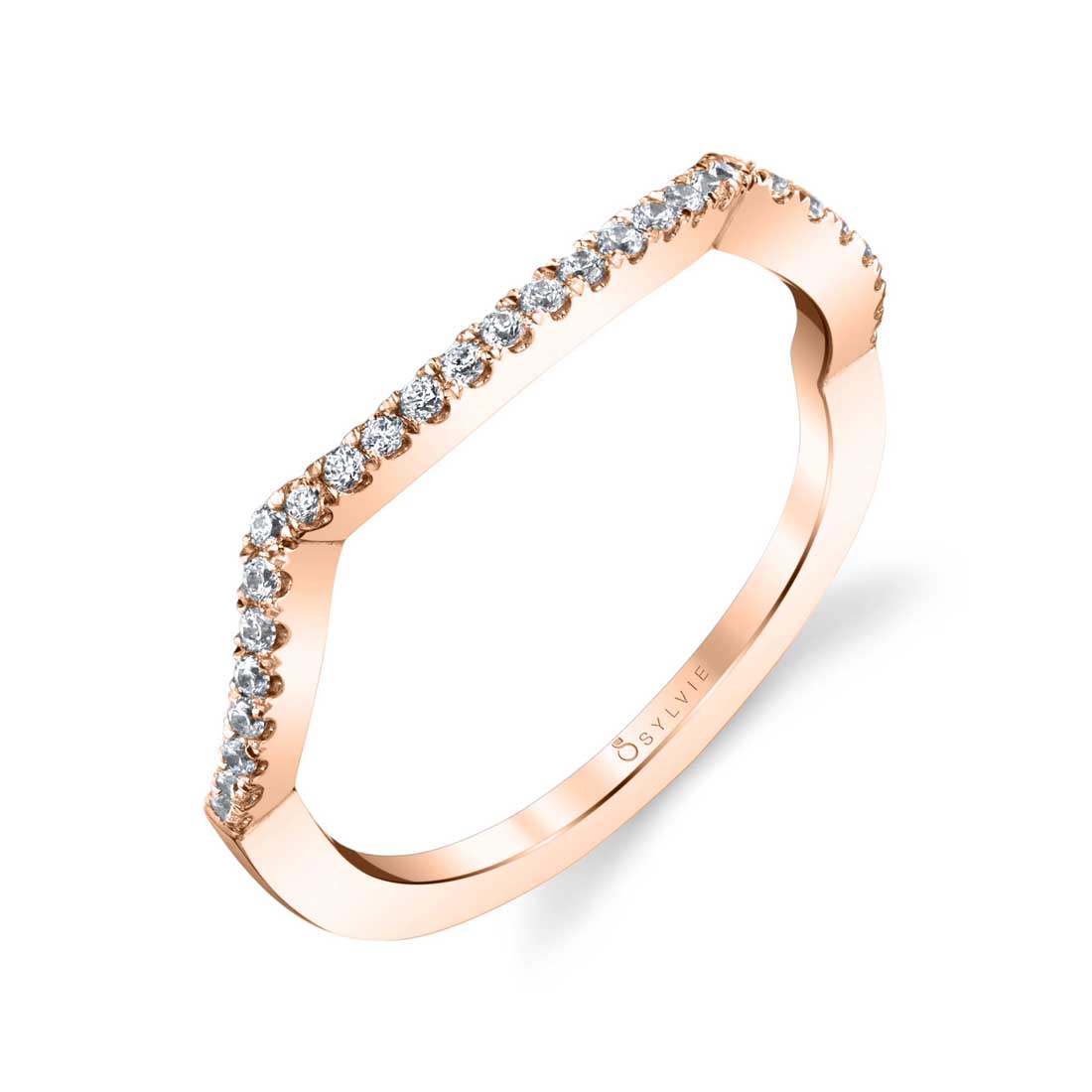 (14K Rose) Contoured Wedding Band