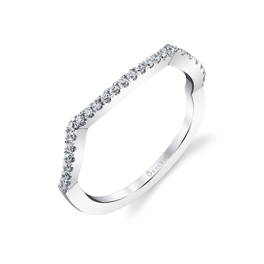 (Platinum White) Contoured Wedding Band