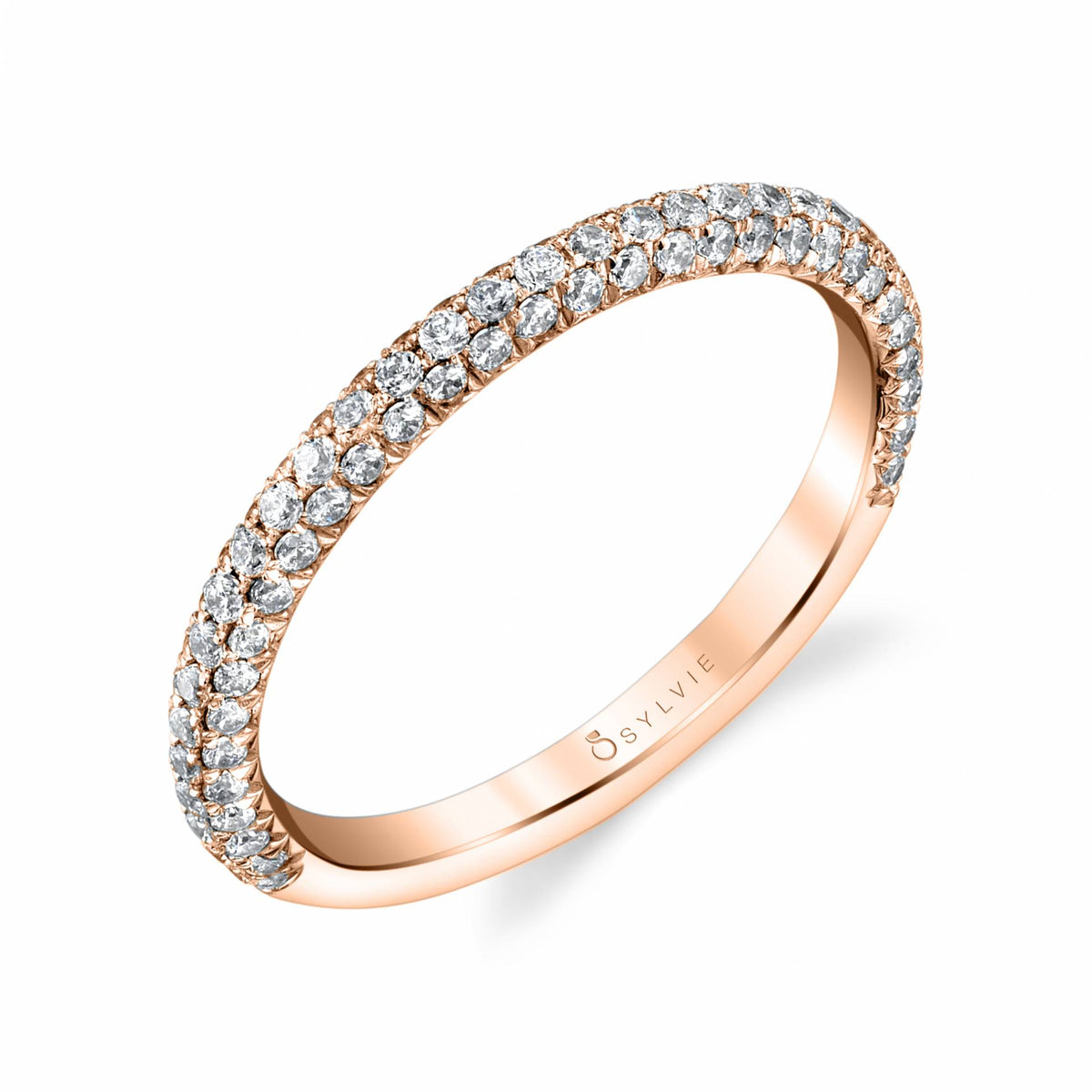 (18K Rose) Pave Wedding Band - Jayla
