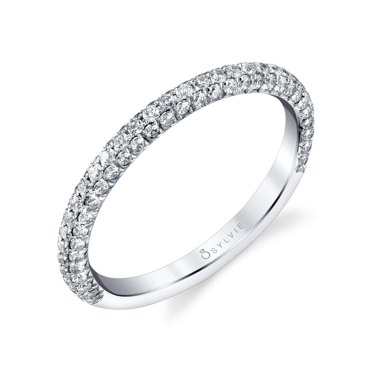 (Platinum White) Pave Wedding Band - Jayla
