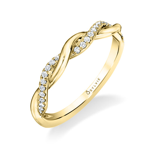 (14K Yellow) Modern Spiral Wedding Band