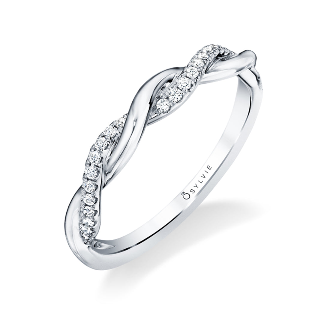 (Platinum White) Modern Spiral Wedding Band