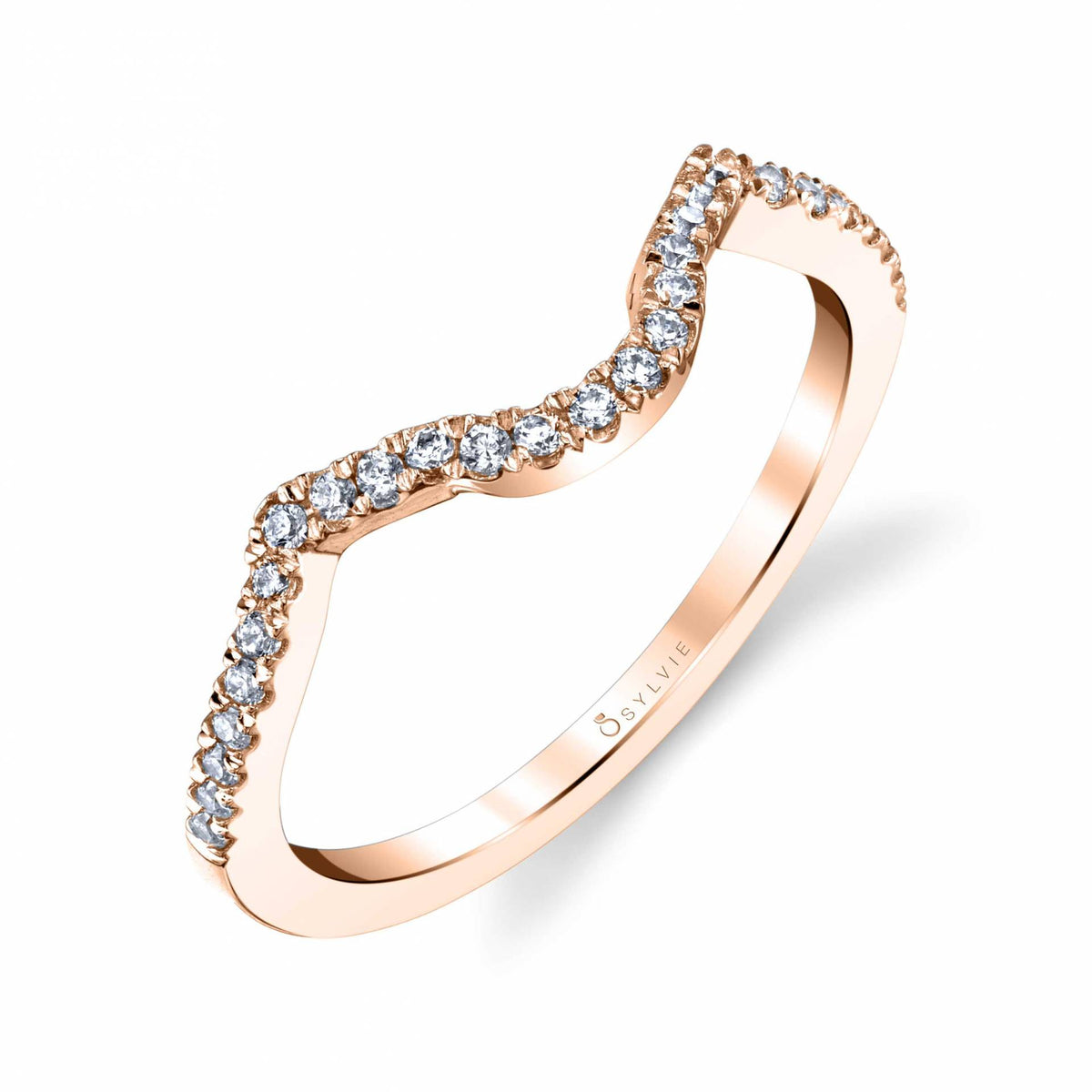 (14K Rose) Curved Wedding Band