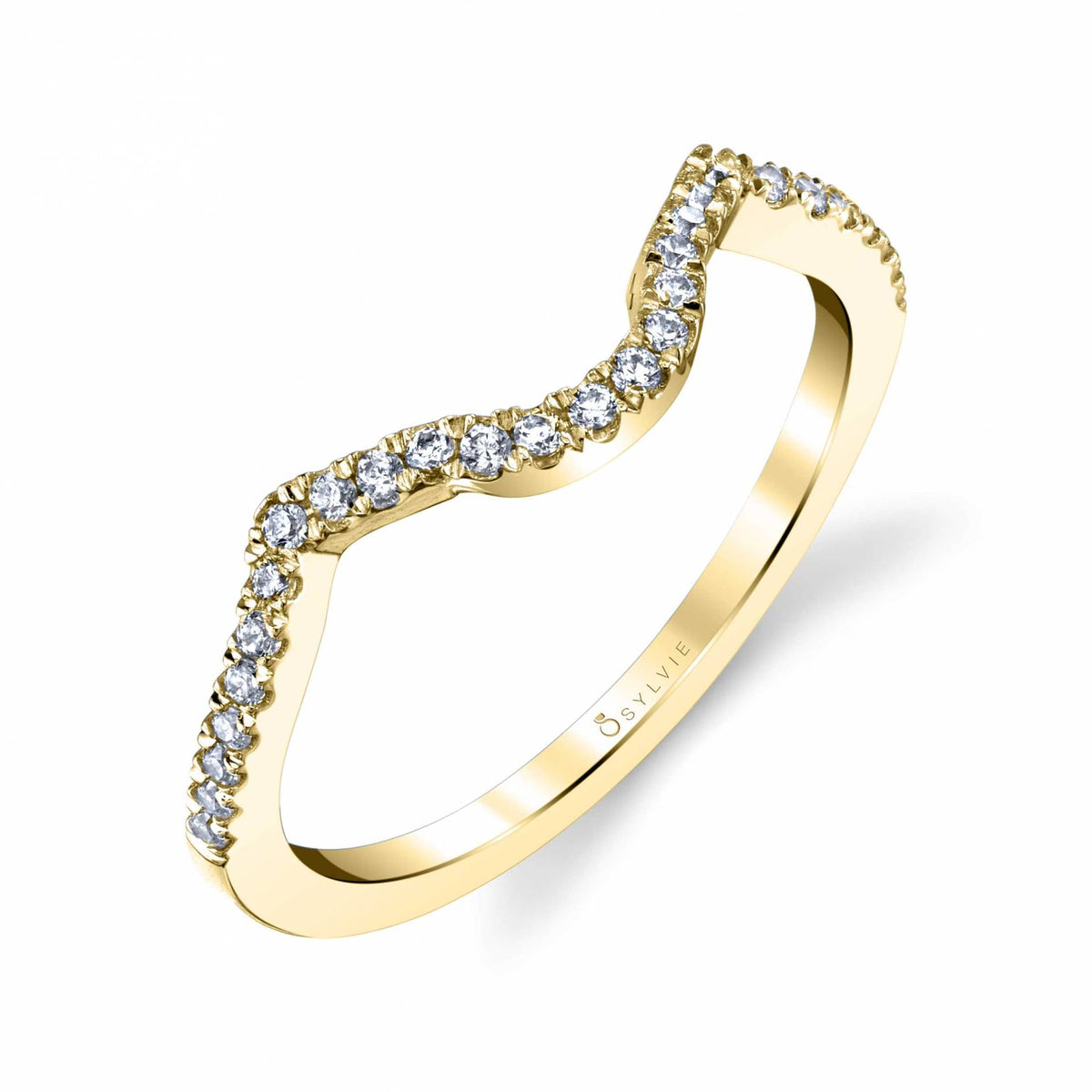 (18K Yellow) Curved Wedding Band