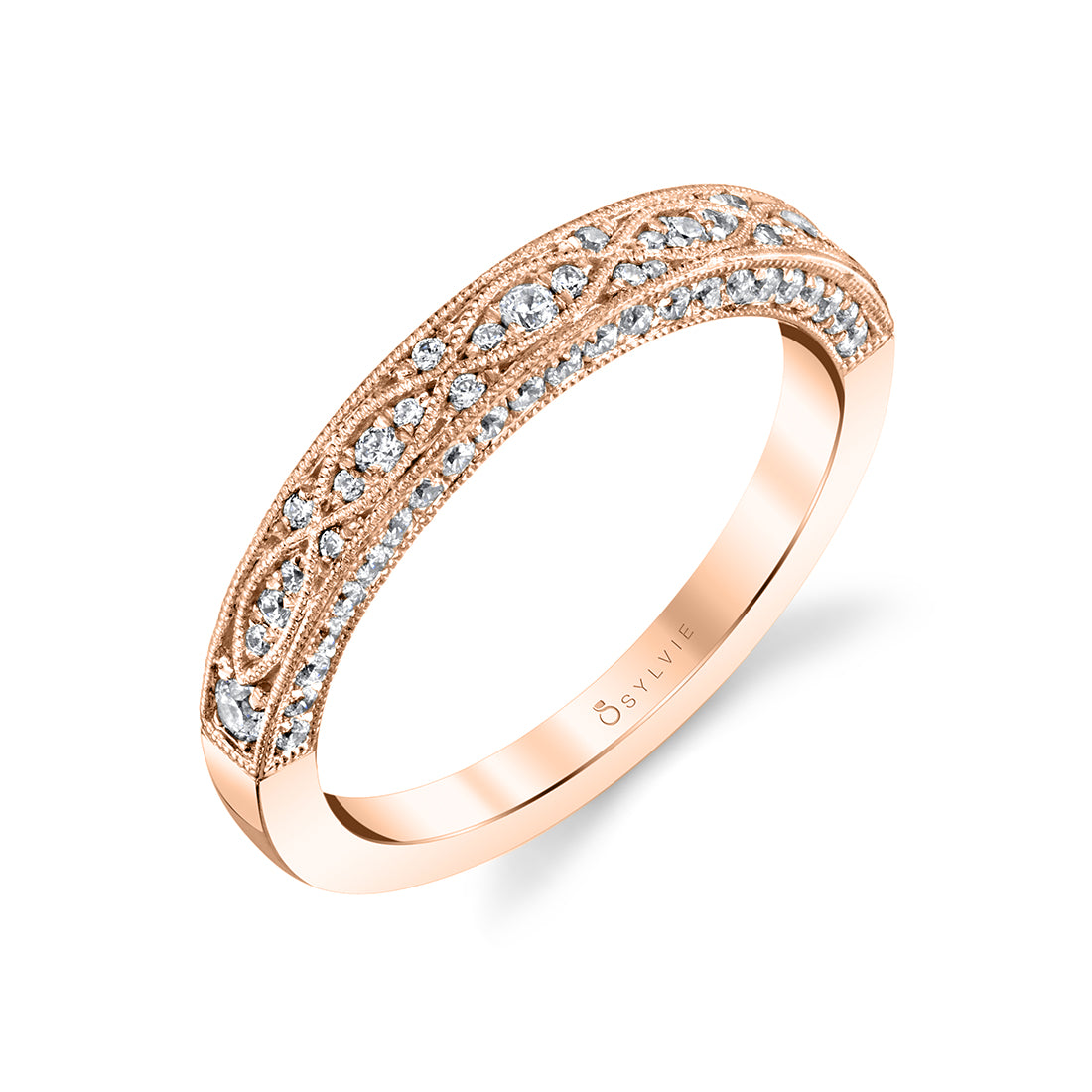 (18K Rose) Vintage Wedding Band