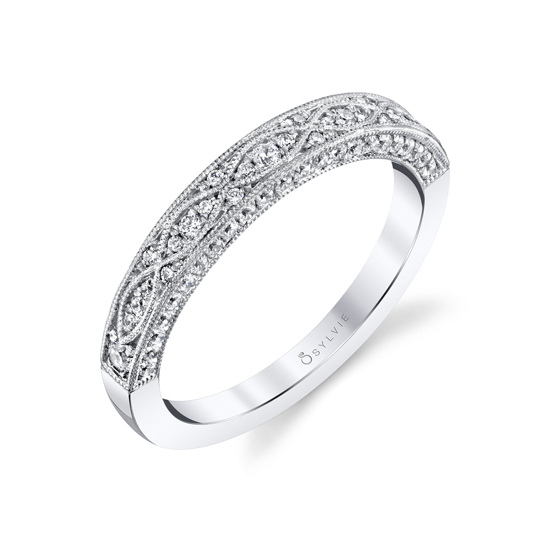 (18K White) Vintage Wedding Band