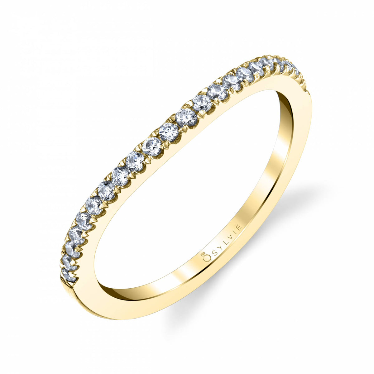 (18K Yellow) Curved Wedding Band