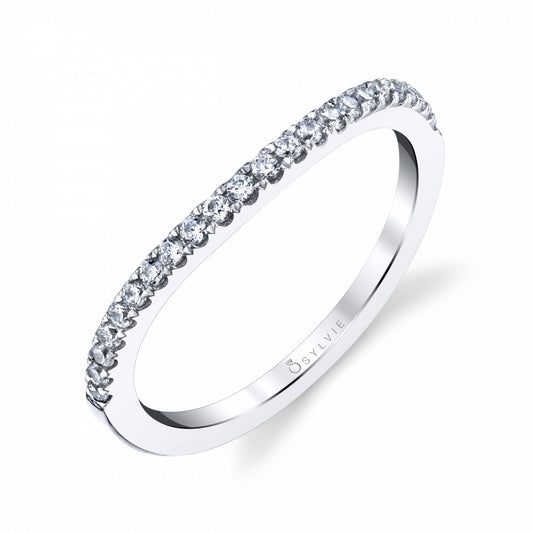 (Platinum White) Curved Wedding Band