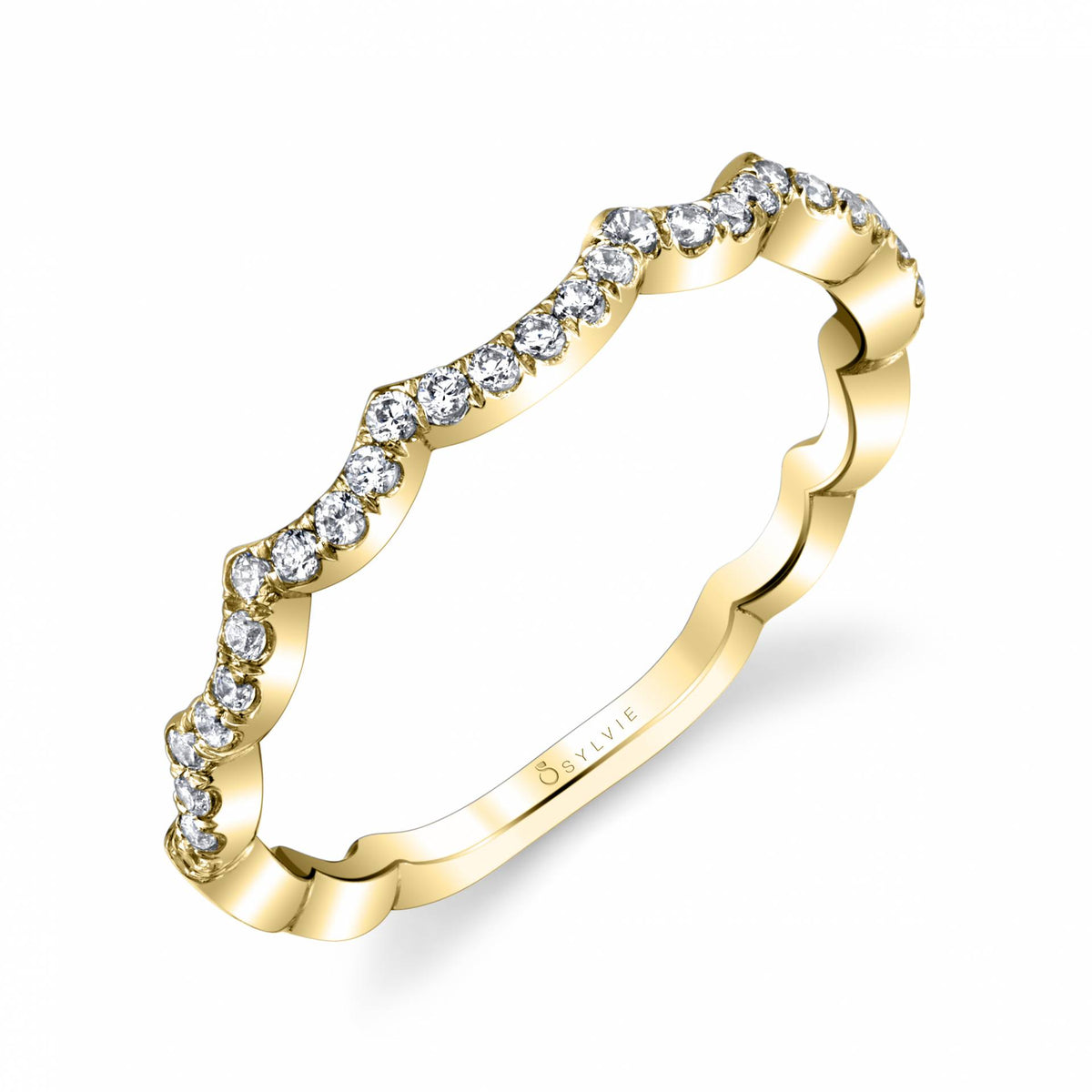 (18K Yellow) Curved Wedding Band