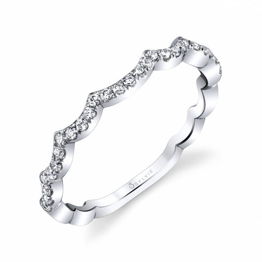 (Platinum White) Curved Wedding Band