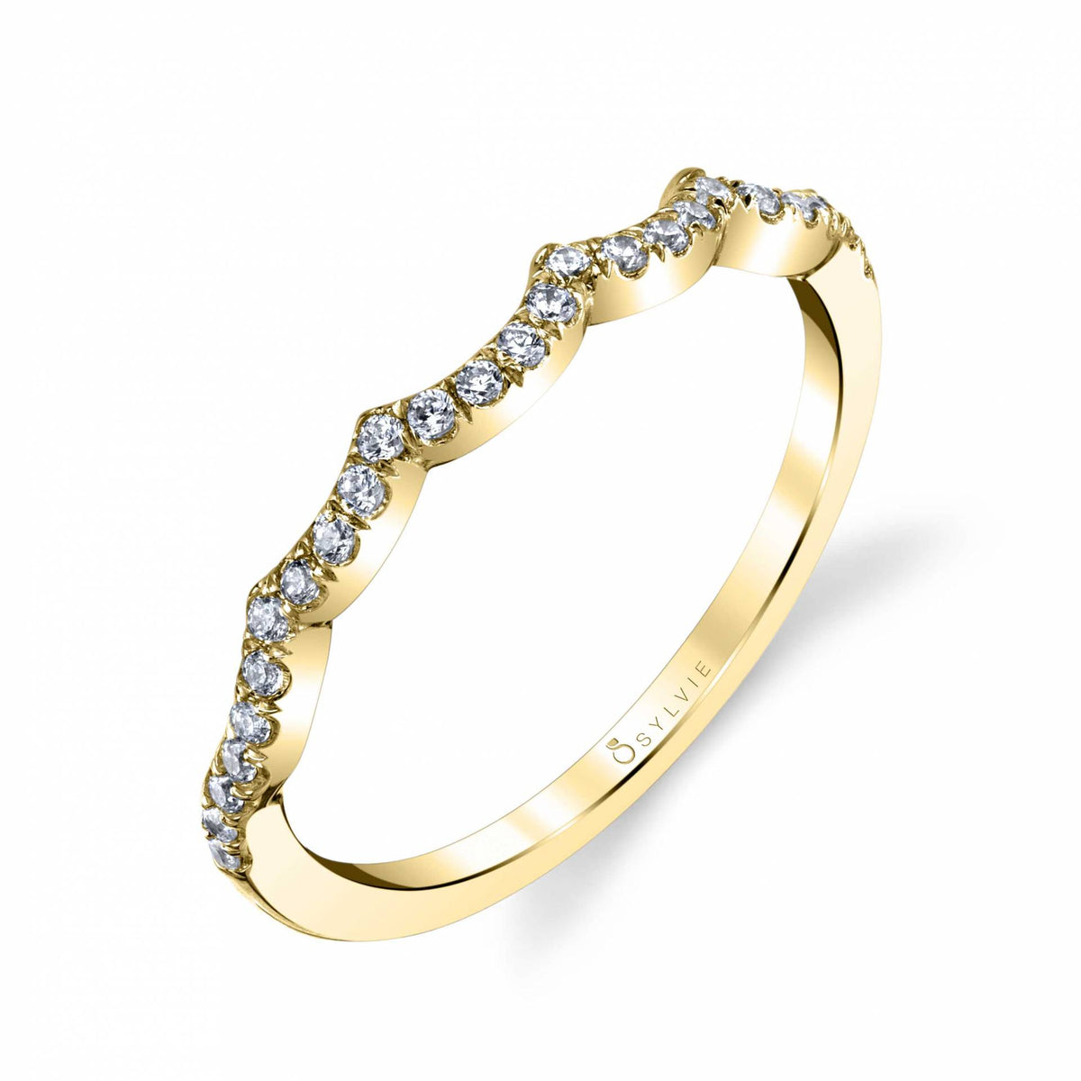 (14K Yellow) Curved Wedding Band