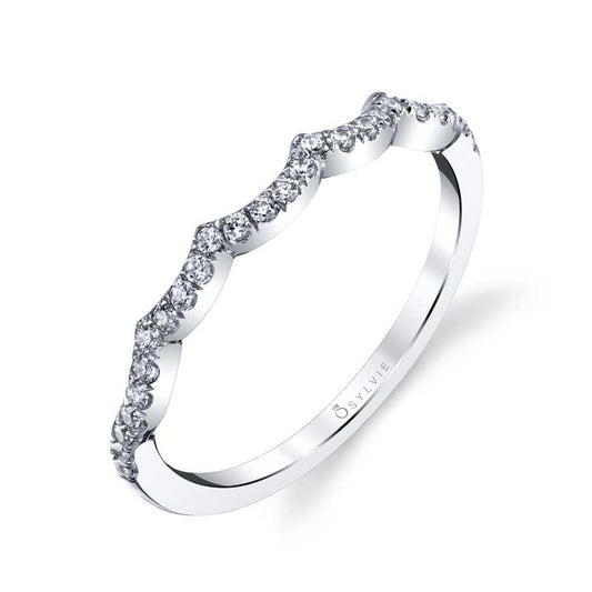 (Platinum White) Curved Wedding Band