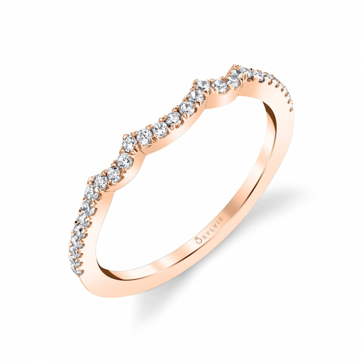 (14K Rose) Curved Wedding Band