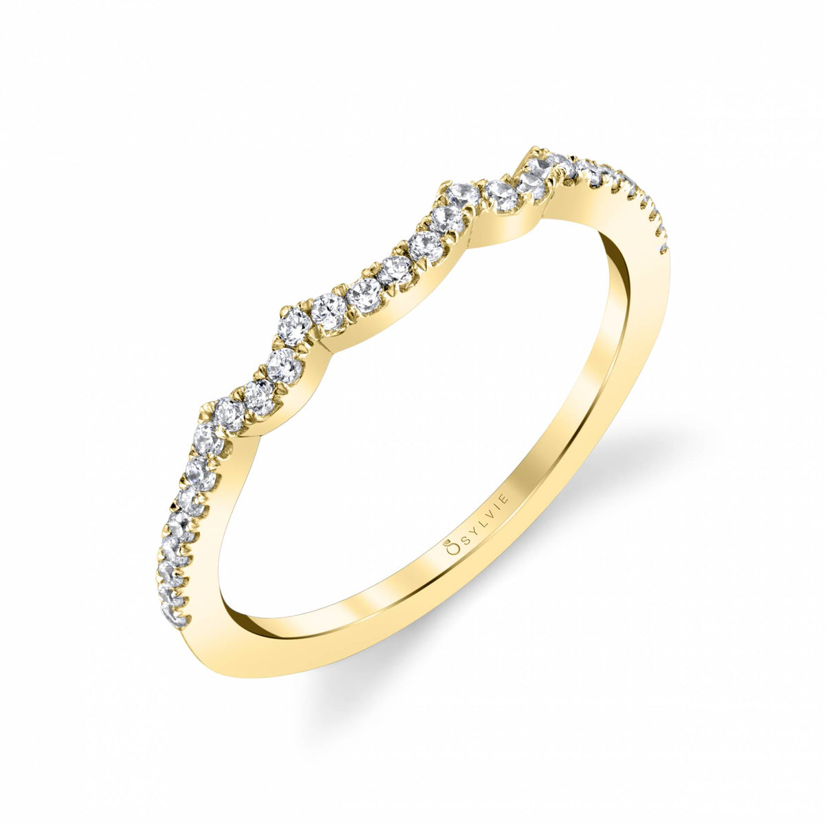 (14K Yellow) Curved Wedding Band
