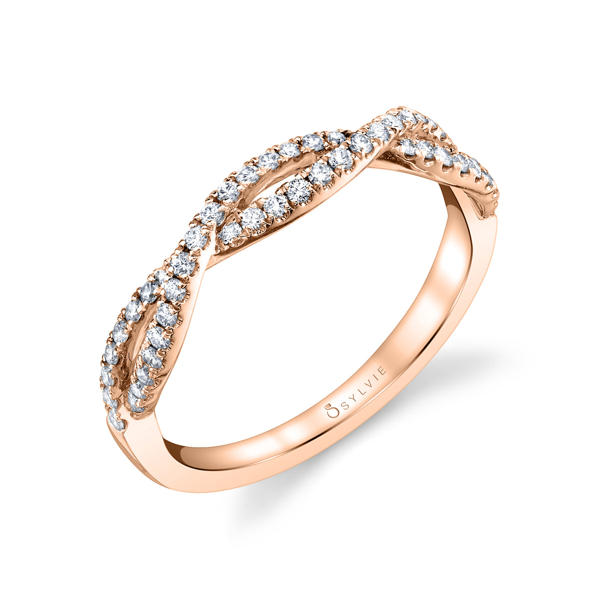 (18K Rose) Spiral Wedding Band
