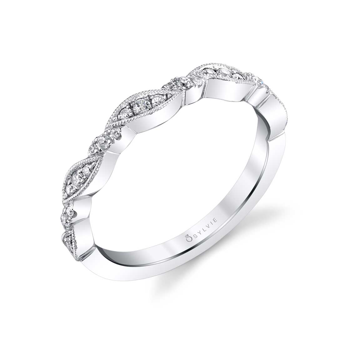 (Platinum White) Vintage Inspired Stackable Band