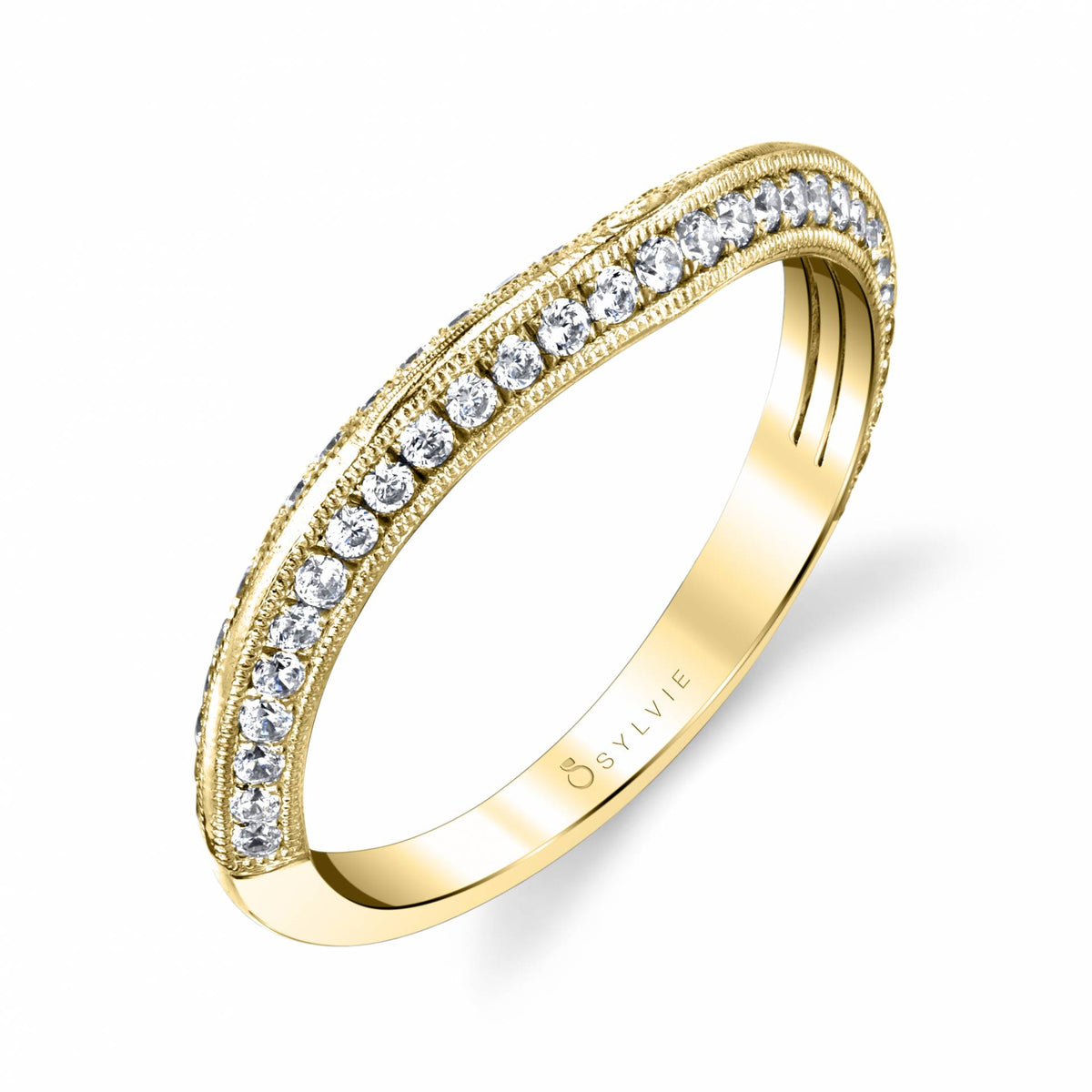 (14K Yellow) Curved Wedding Band