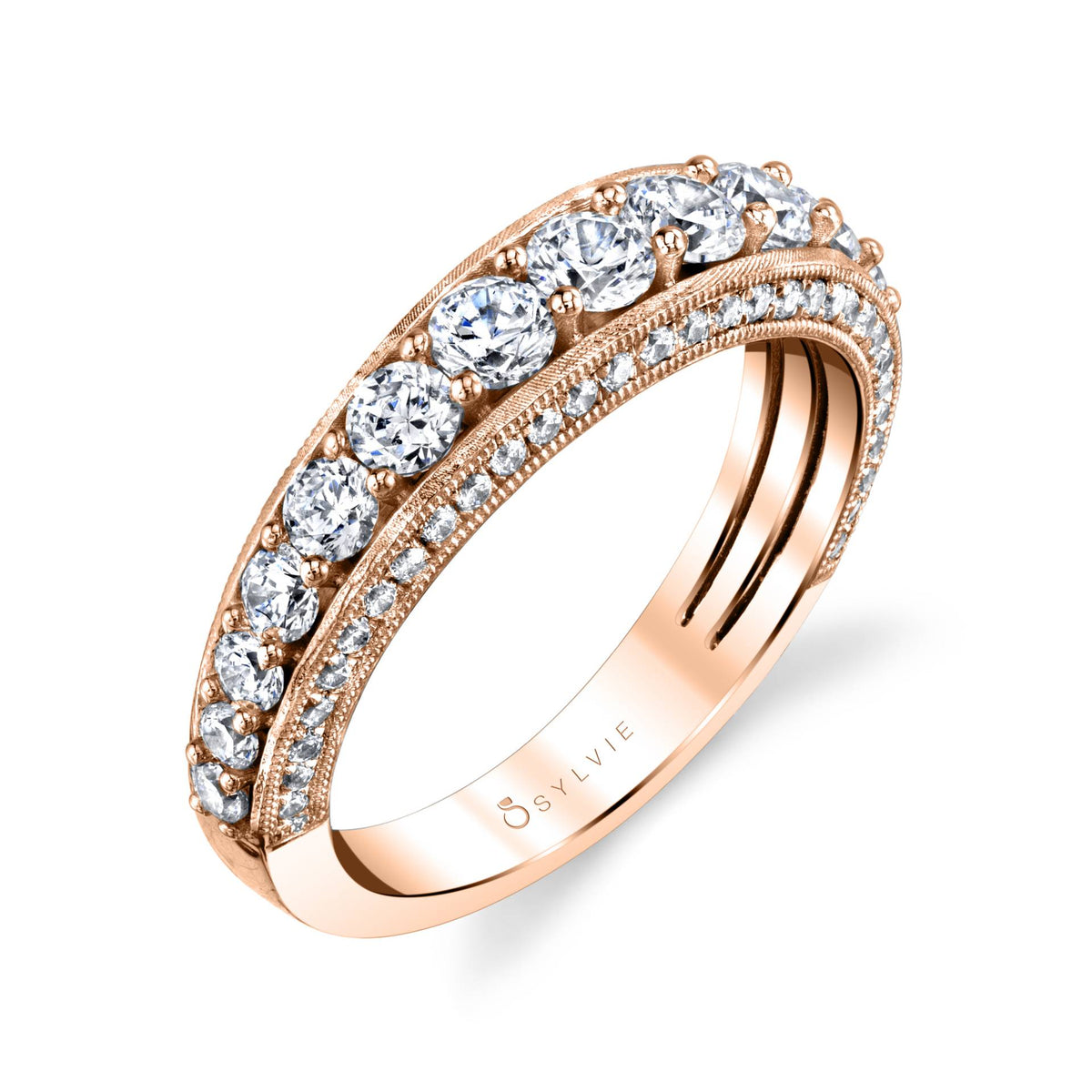 (14K Rose) Vintage Inspired Wedding Band