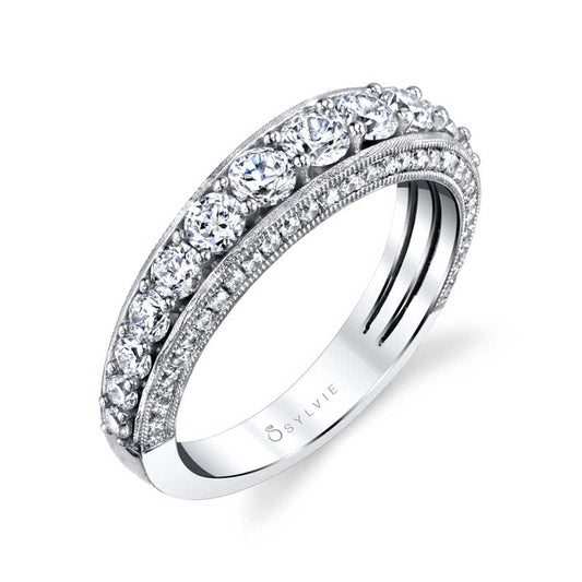 (Platinum White) Vintage Inspired Wedding Band