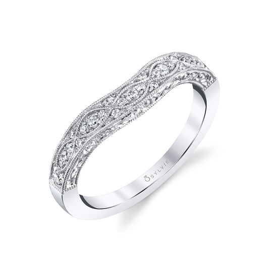 (Platinum White) Vintage Wedding Band
