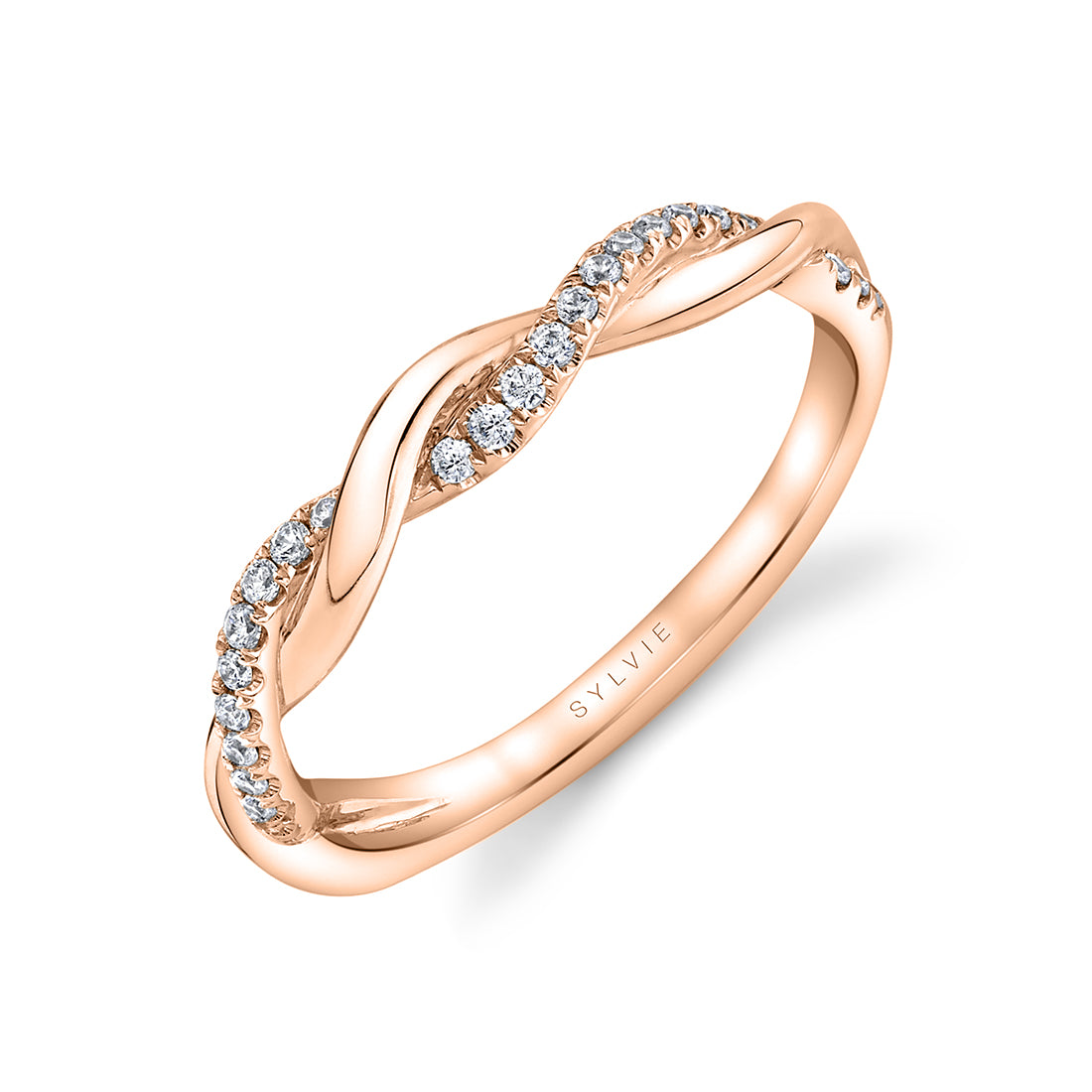 (18K Rose) Spiral Wedding Band