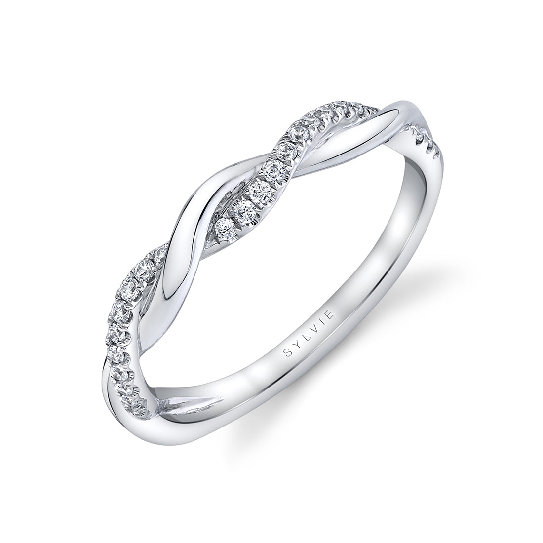 (Platinum White) Spiral Wedding Band