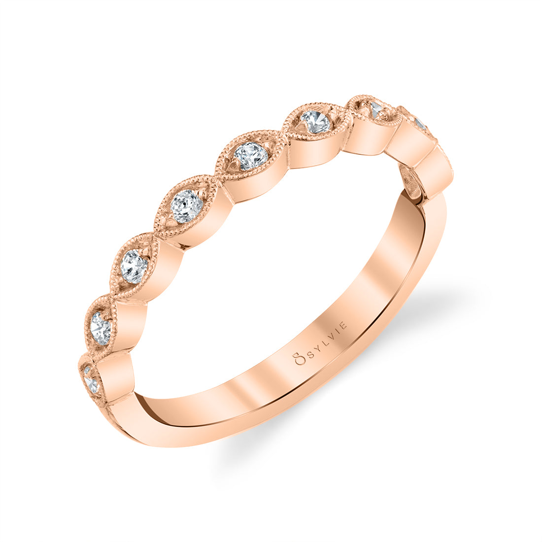(14K Rose) Vintage Inspired Wedding Band