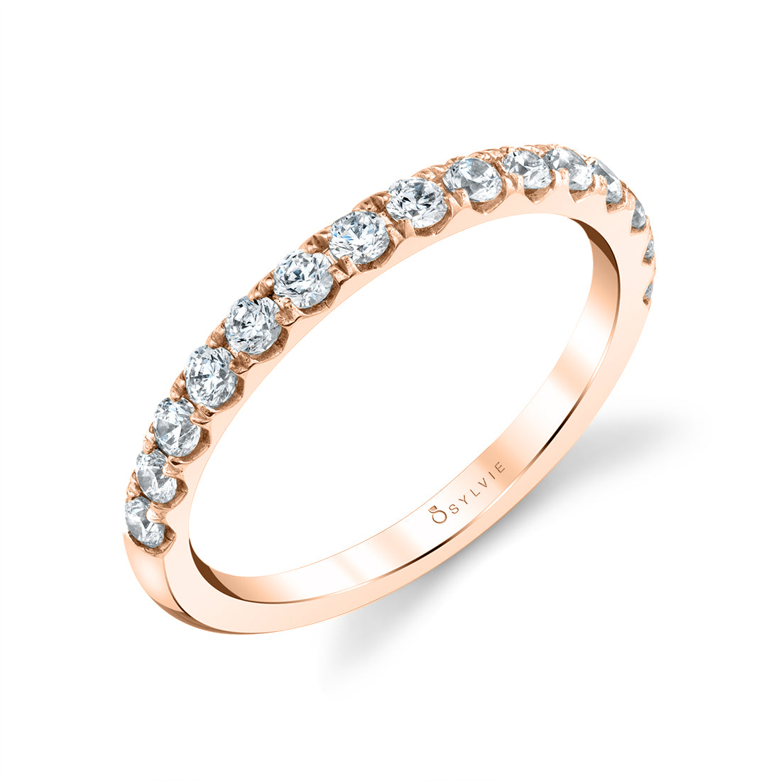 (14K Rose) Classic Diamond Wedding Ring - Aimee