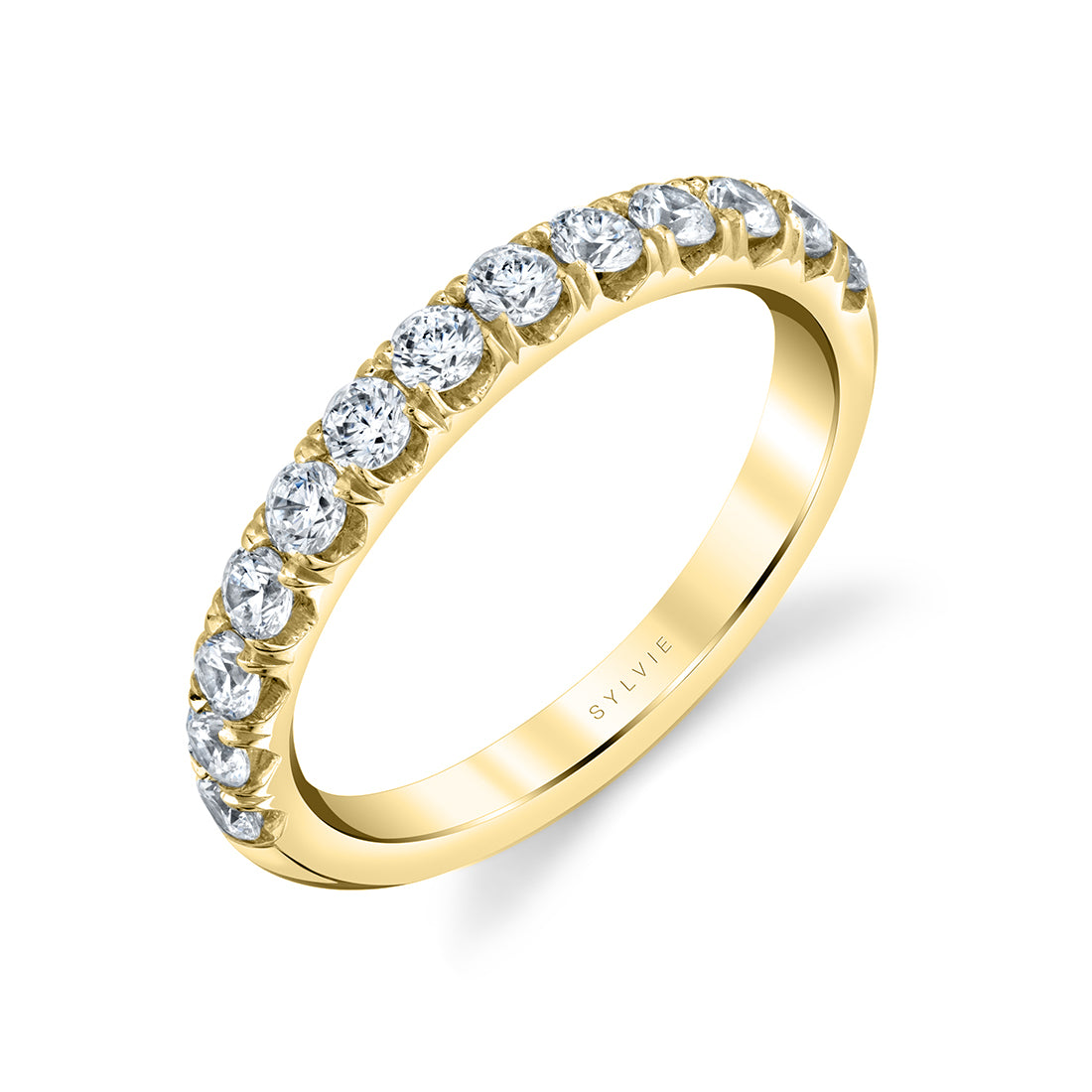 (14K Yellow) Classic Diamond Wedding Band - Adoria