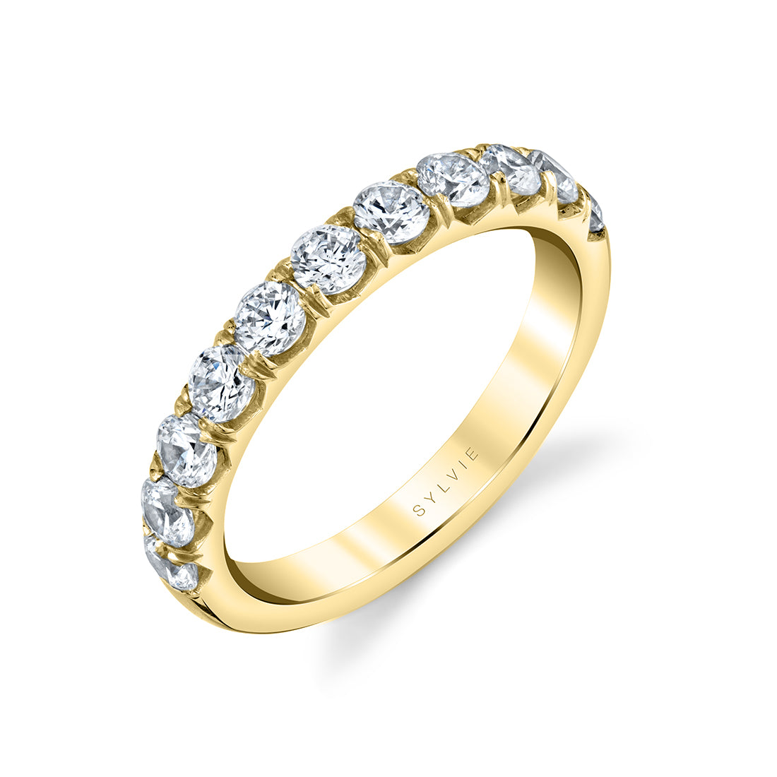 (18K Yellow) Classic Diamond Wedding Band - Aloria