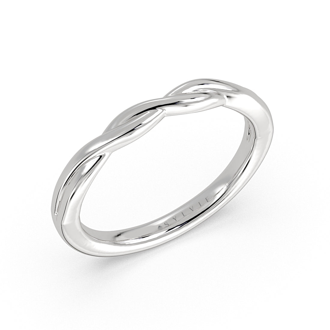 (18K White) High Polish Spiral Wedding Ring