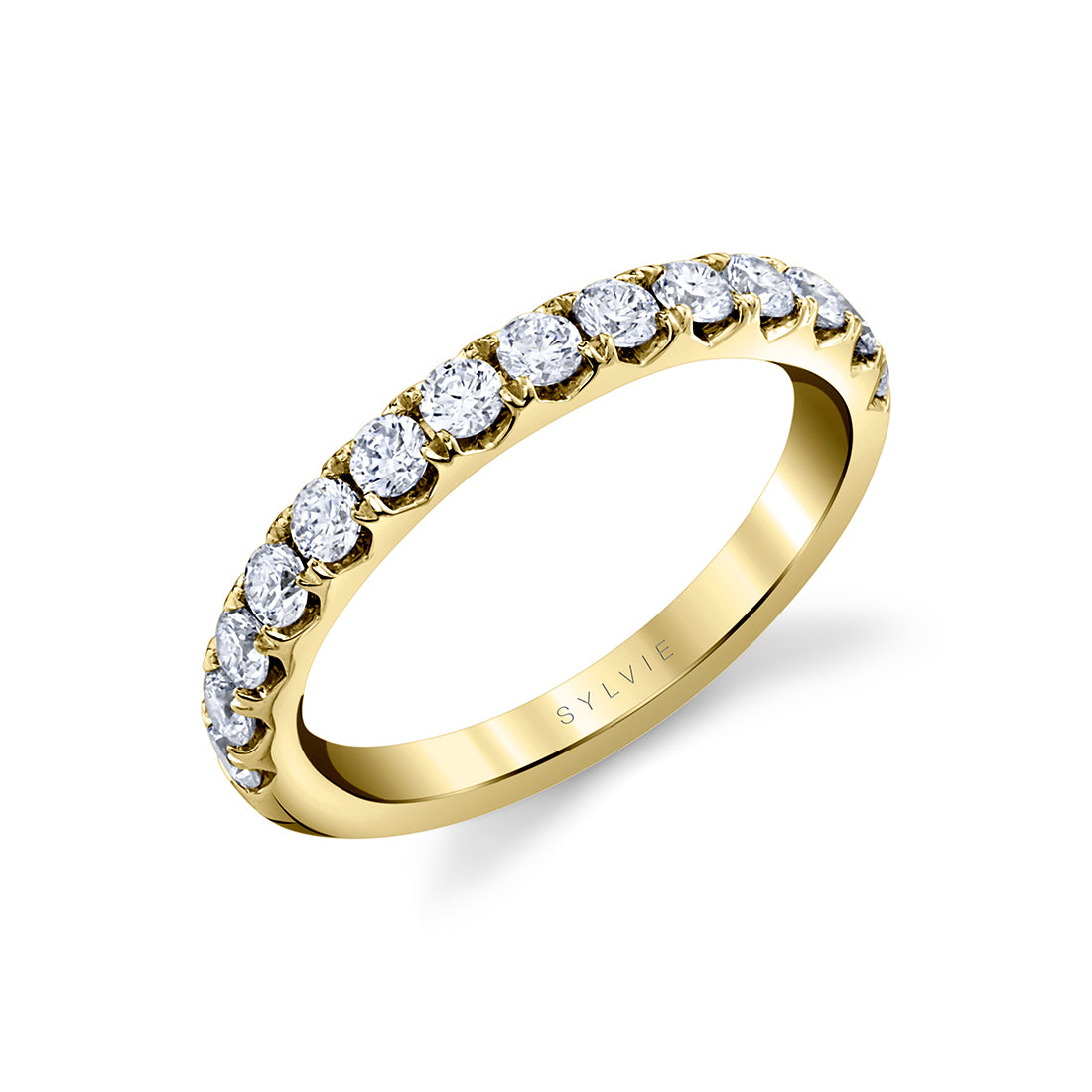 (14K Yellow) Thick Band Classic Diamond Wedding Ring - Darla