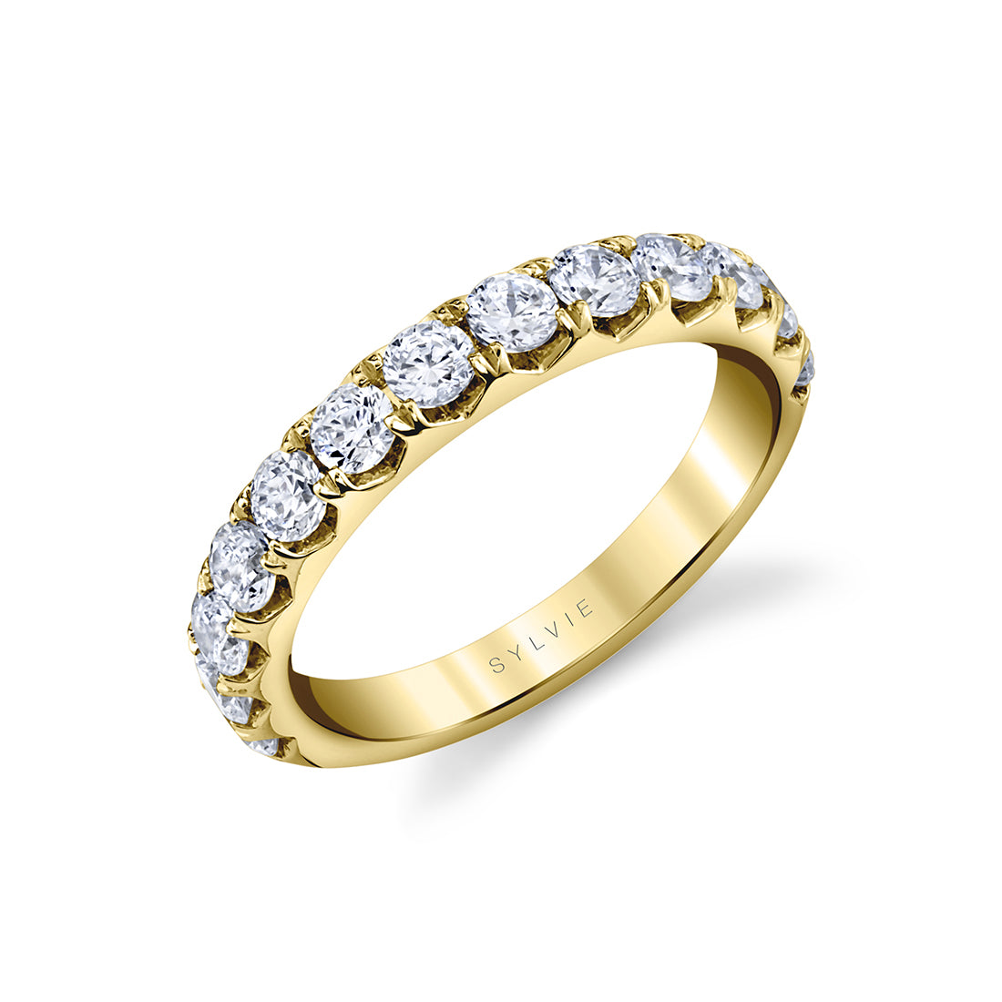 (14K Yellow) Thick Band Classic Diamond Wedding Ring - Darlene