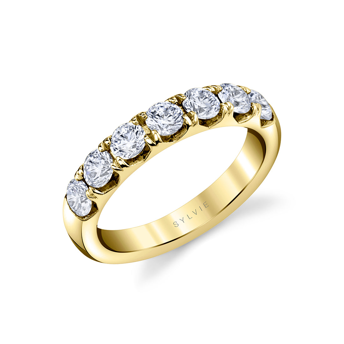 (18K Yellow) Thick Band Classic Diamond Wedding Ring - Davina