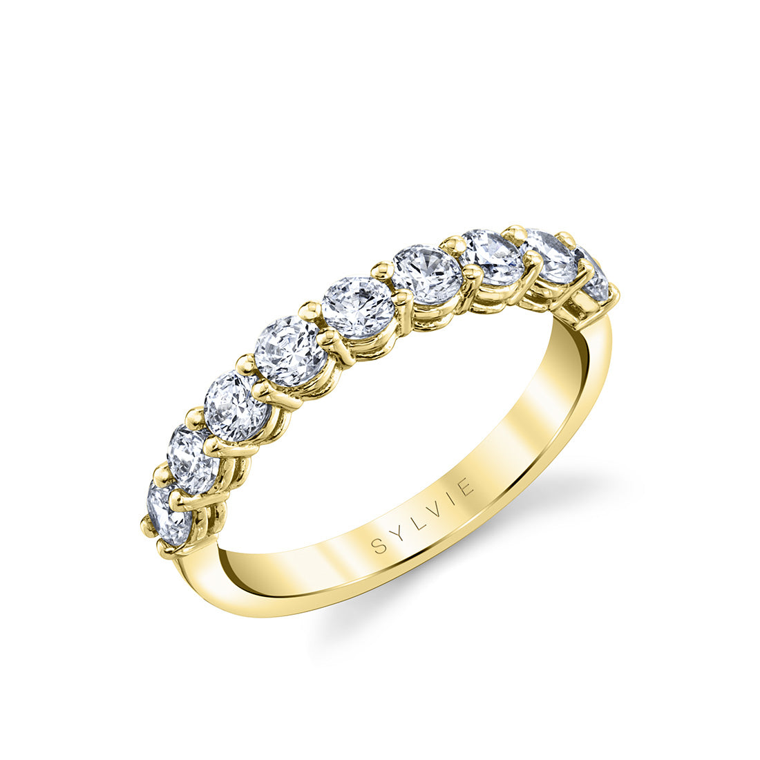 (18K Yellow) Thick Band Classic Diamond Wedding Ring - Collins