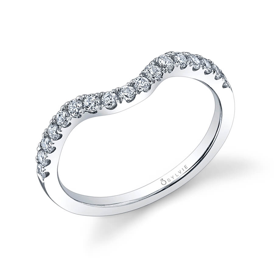 (Platinum White) Curved Wedding Band