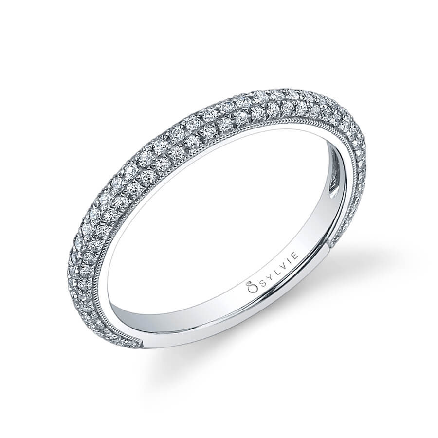 (14K Rose) Diamond Pave Wedding Band