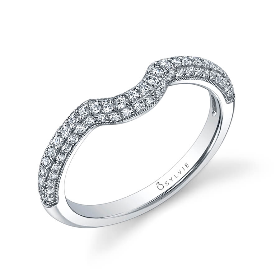 (Gallery) Curved Diamond Pave Wedding Band