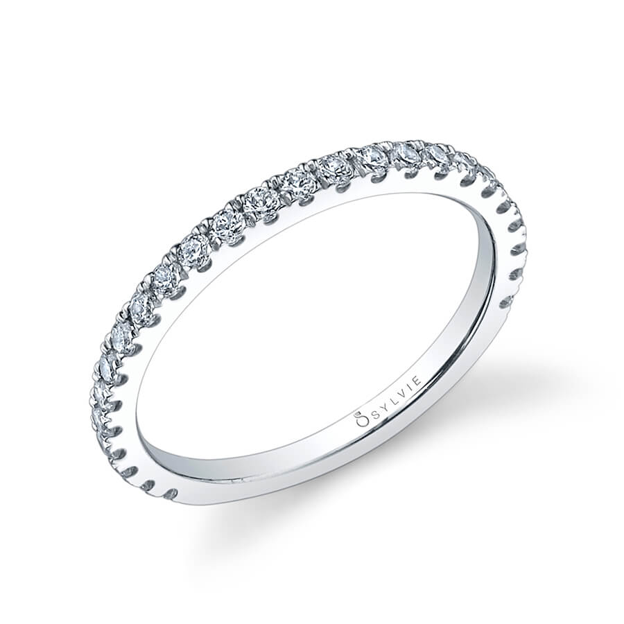 (18K White) Classic Diamond Wedding Band
