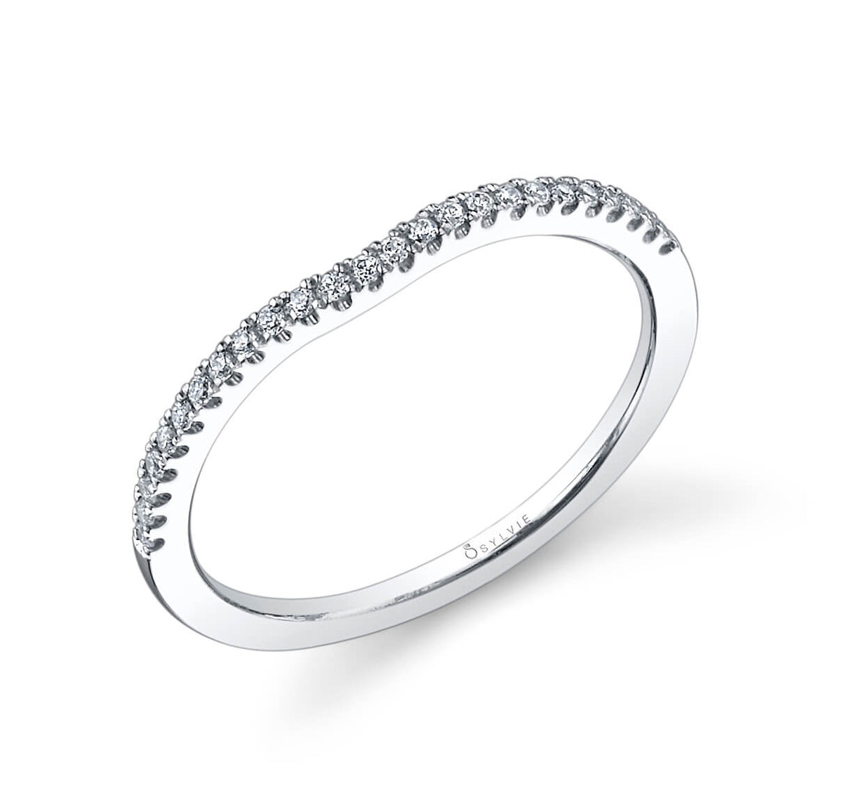 (Platinum White) Classic Curved Wedding Band